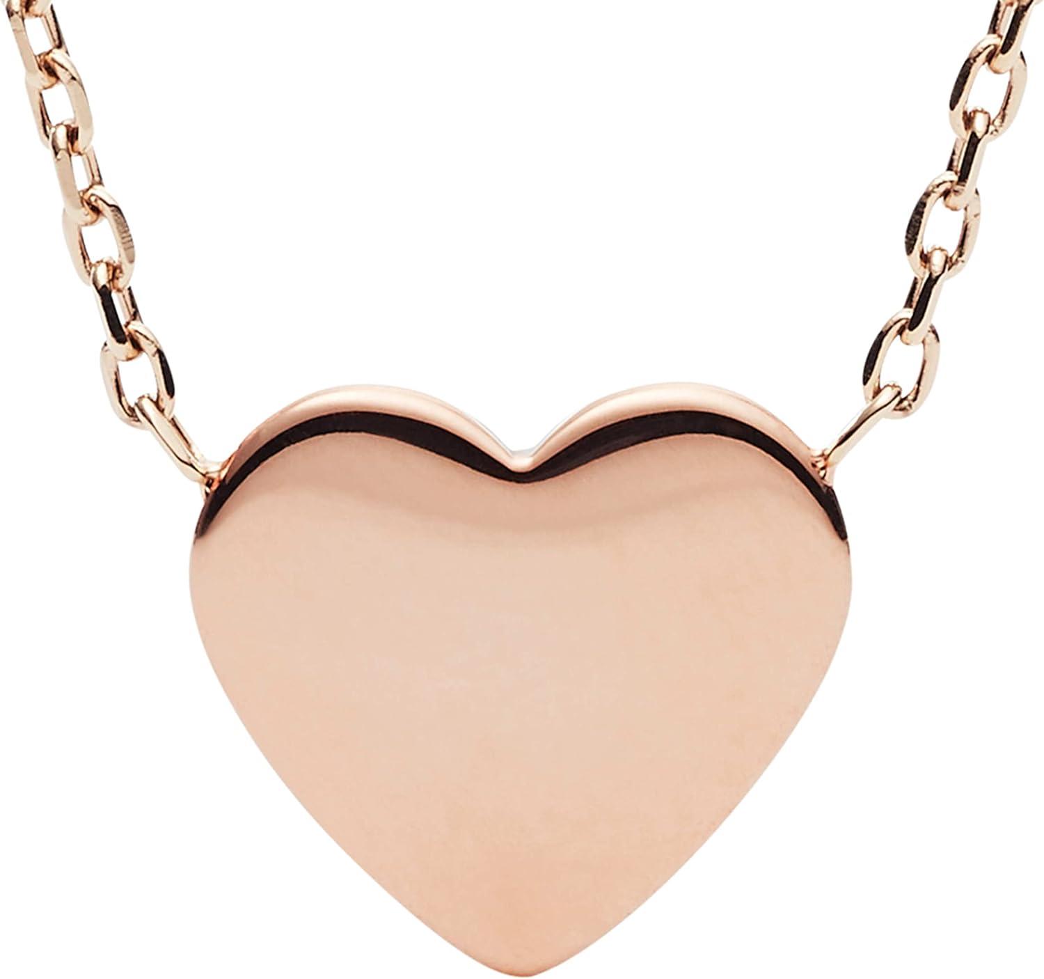 imageFossil Womens Plated Stainless Steel Engravable Personalized Gift Pendant Chain Necklace for WomenRose Gold Small Heart