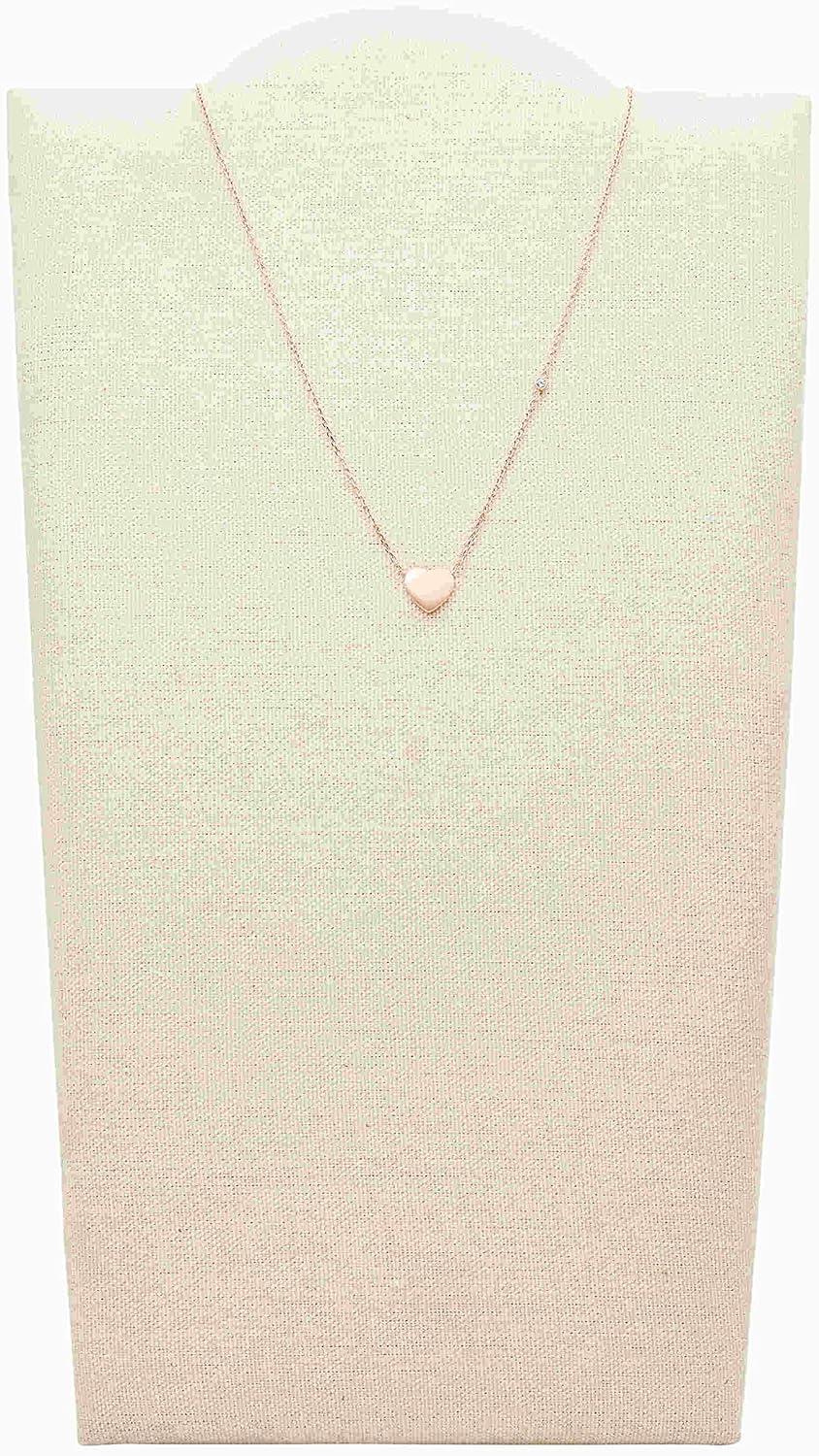 imageFossil Womens Plated Stainless Steel Engravable Personalized Gift Pendant Chain Necklace for WomenRose Gold Small Heart