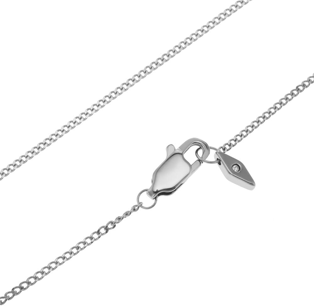 imageFossil Womens Plated Stainless Steel Engravable Personalized Gift Pendant Chain Necklace for WomenSilver