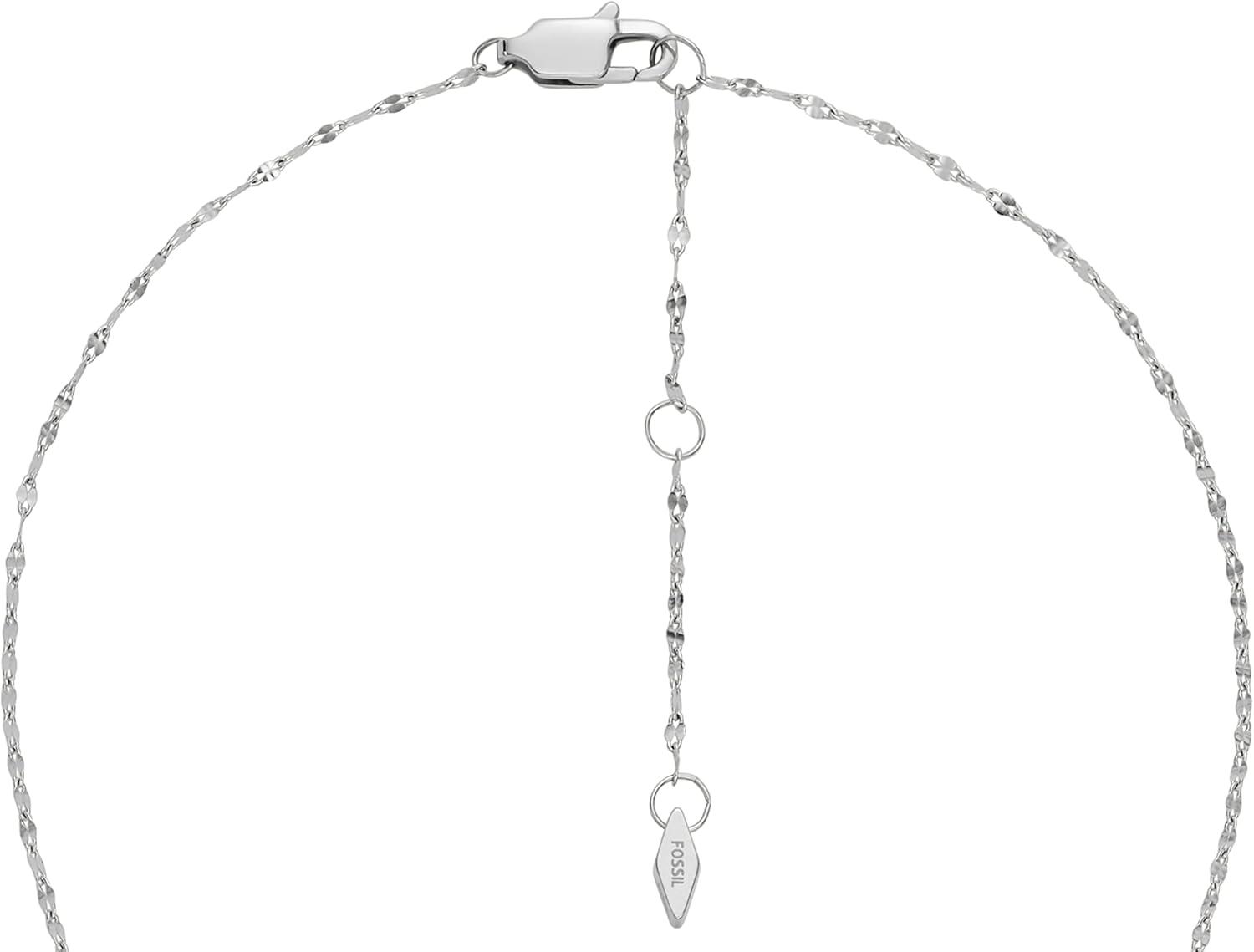 imageFossil Womens Plated Stainless Steel Engravable Personalized Gift Pendant Chain Necklace for WomenSilver Locket