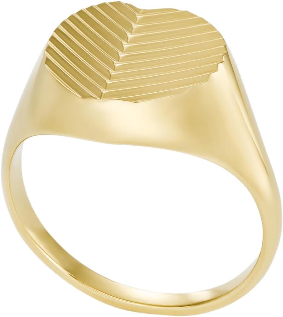 imageFossil Womens Plated Stainless Steel RingGold Harlow Signet Heart