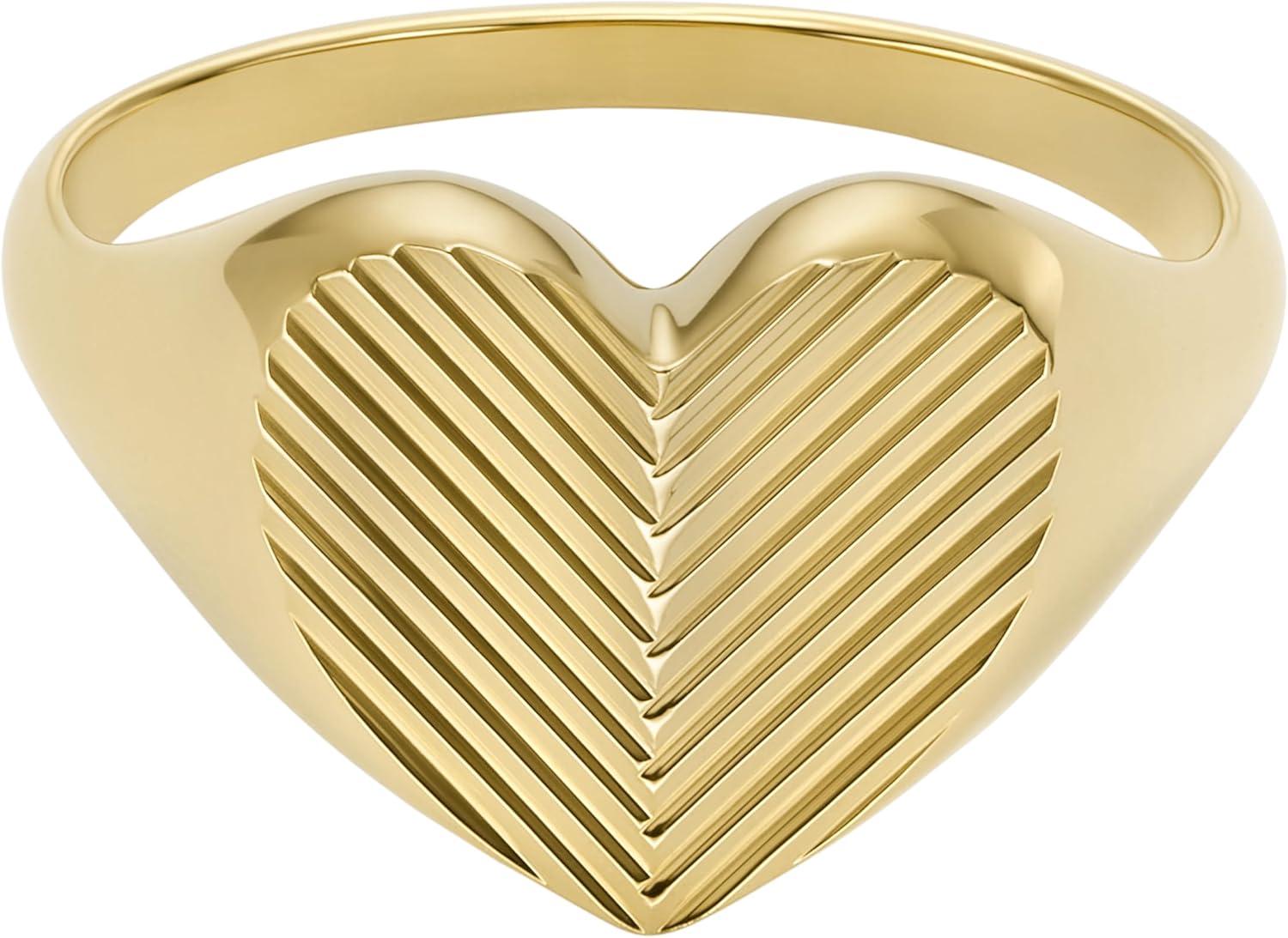 imageFossil Womens Plated Stainless Steel RingGold Harlow Signet Heart