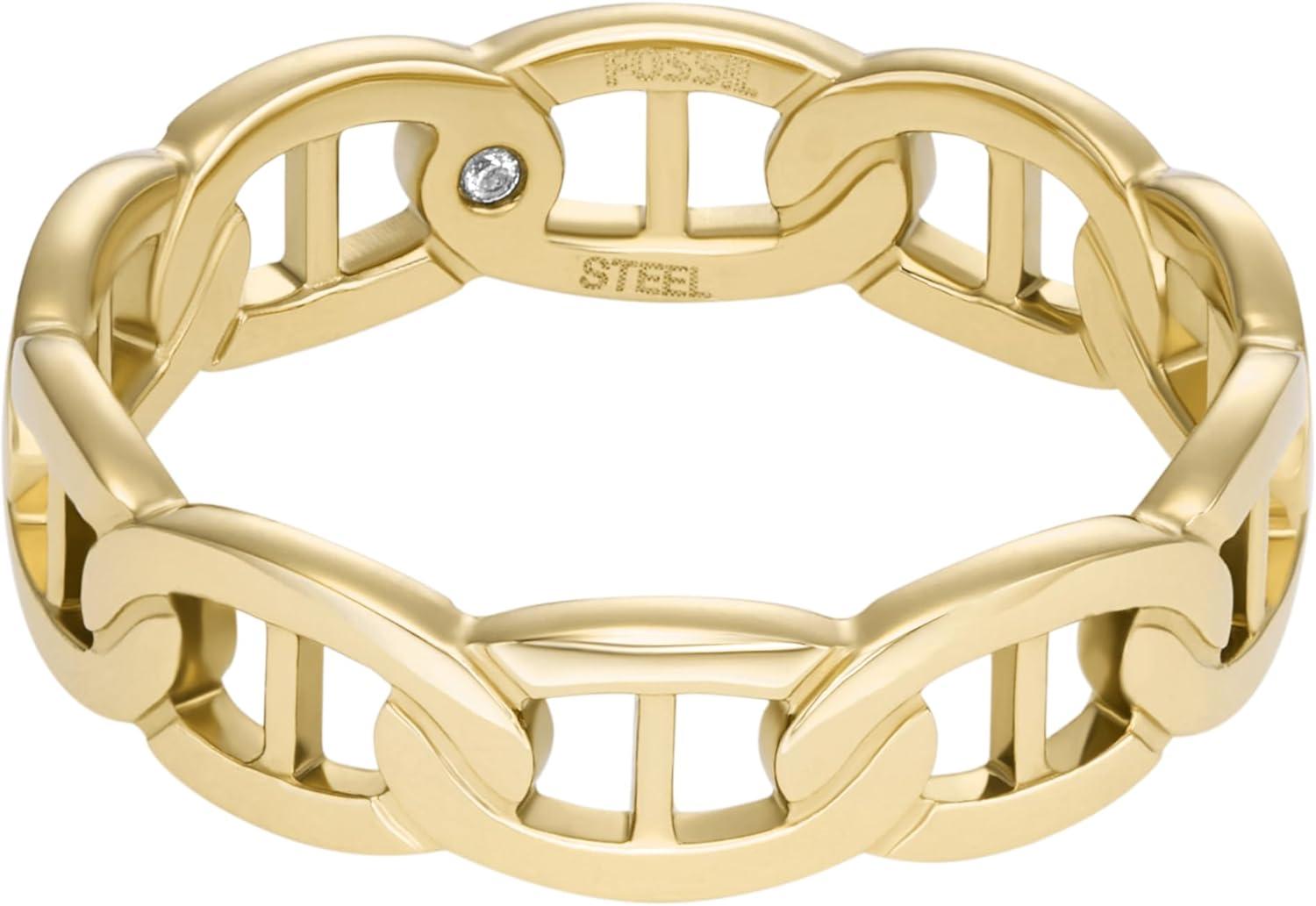 imageFossil Womens Plated Stainless Steel RingGold Heritage Link