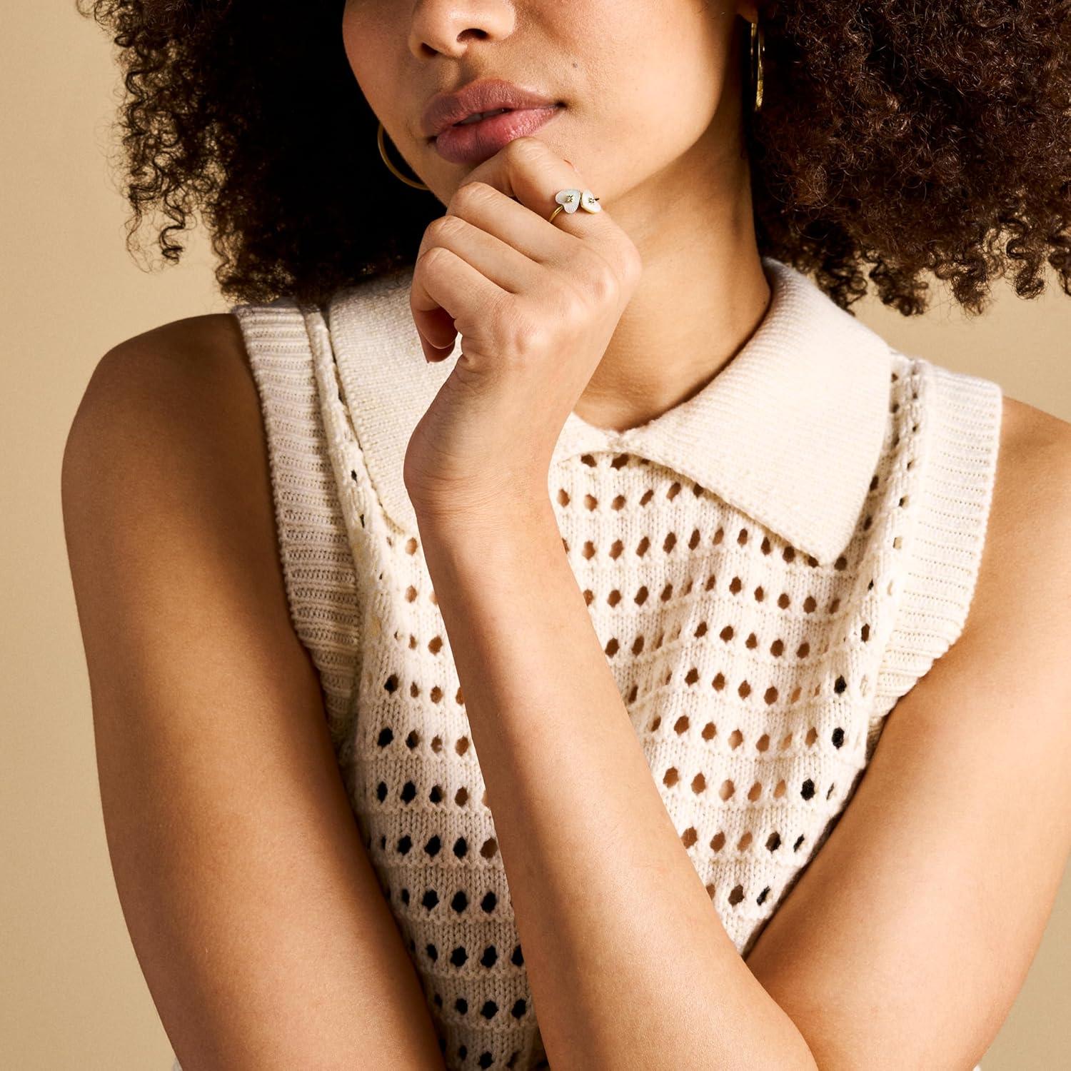 imageFossil Womens Plated Stainless Steel RingGoldMOP Double Heart