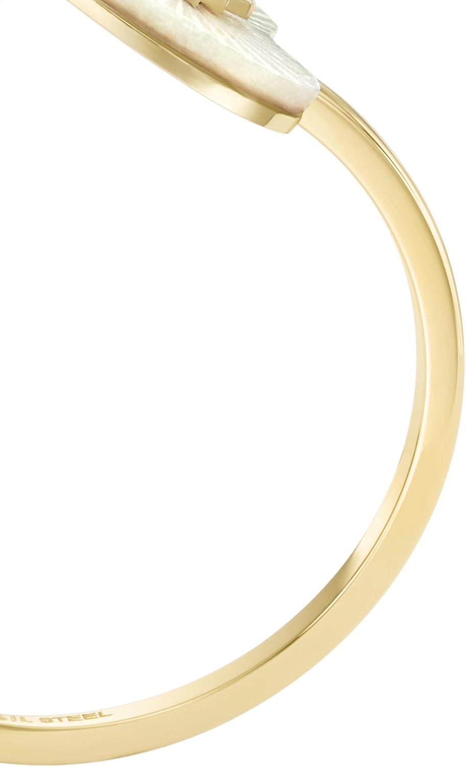 imageFossil Womens Plated Stainless Steel RingGoldMOP Double Heart