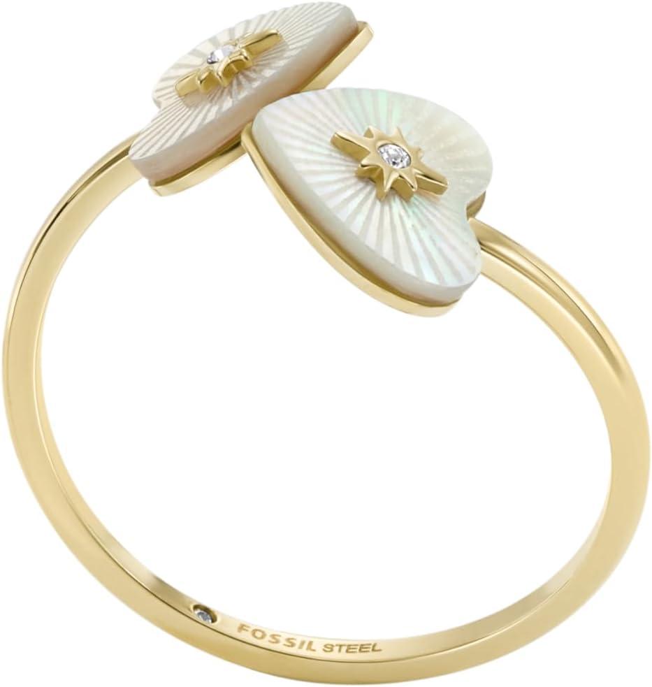 imageFossil Womens Plated Stainless Steel RingGoldMOP Double Heart