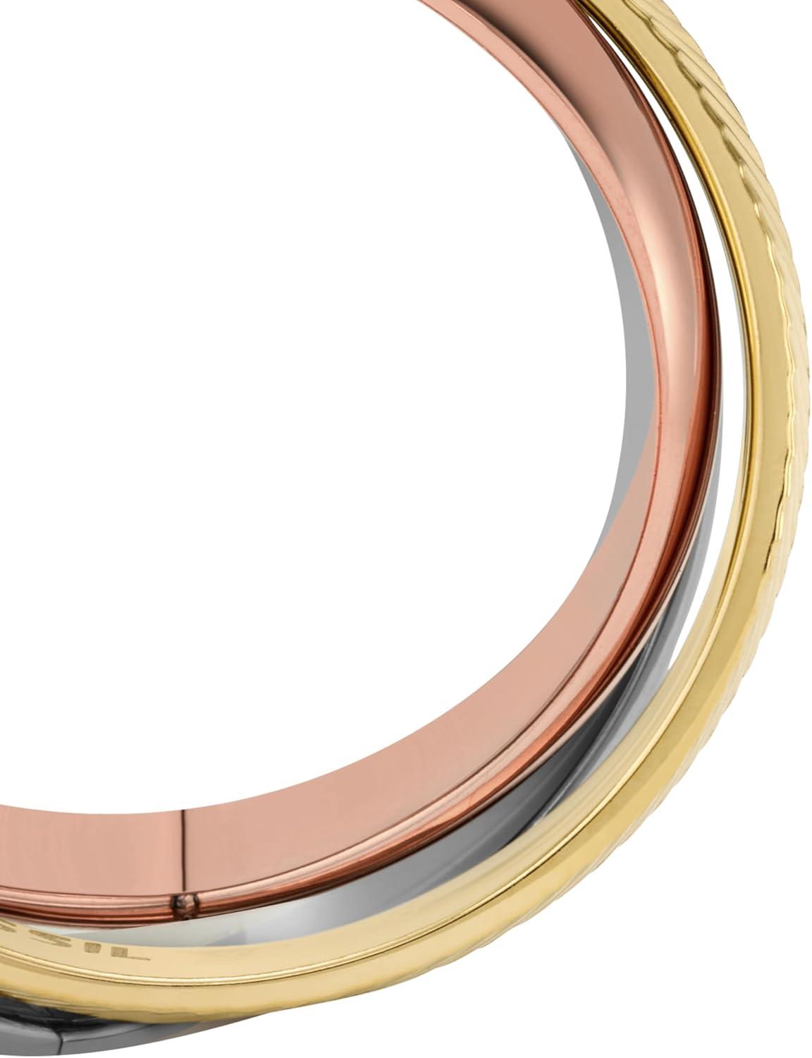 imageFossil Womens Plated Stainless Steel RingTri Tone Harlow Stack