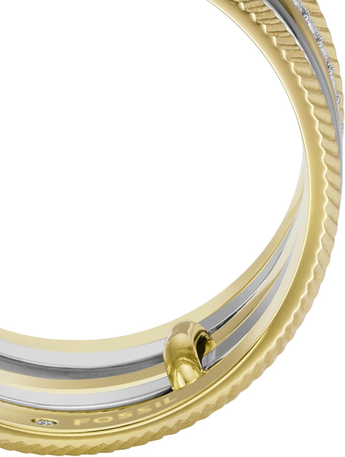 imageFossil Womens Plated Stainless Steel RingTwo Tone Harlow Stack