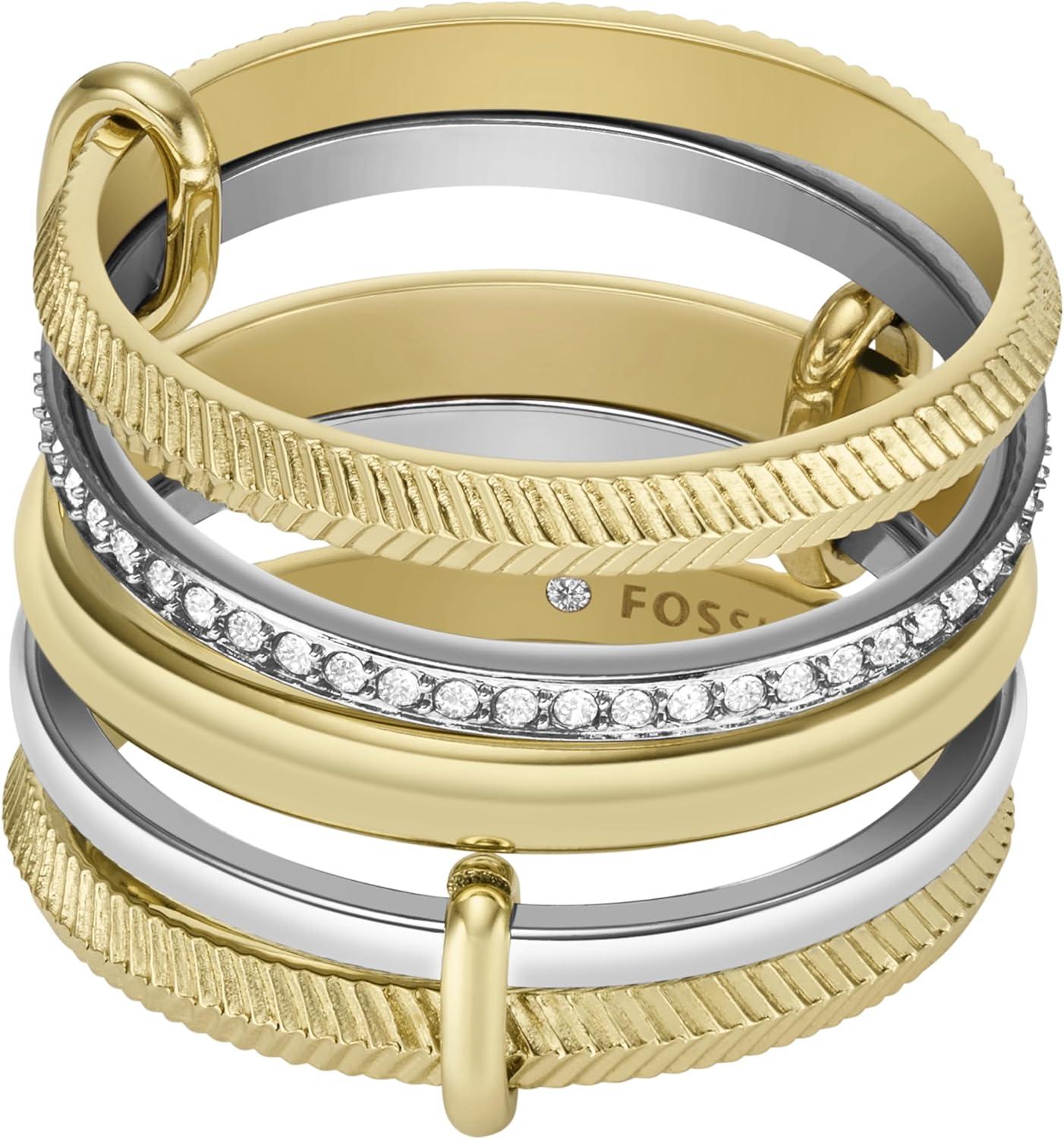 imageFossil Womens Plated Stainless Steel RingTwo Tone Harlow Stack