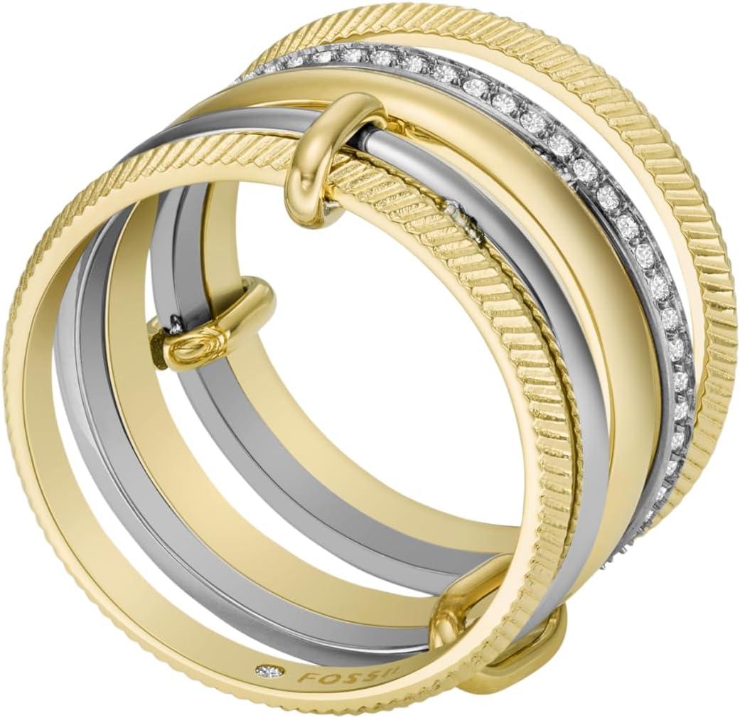 imageFossil Womens Plated Stainless Steel RingTwo Tone Harlow Stack