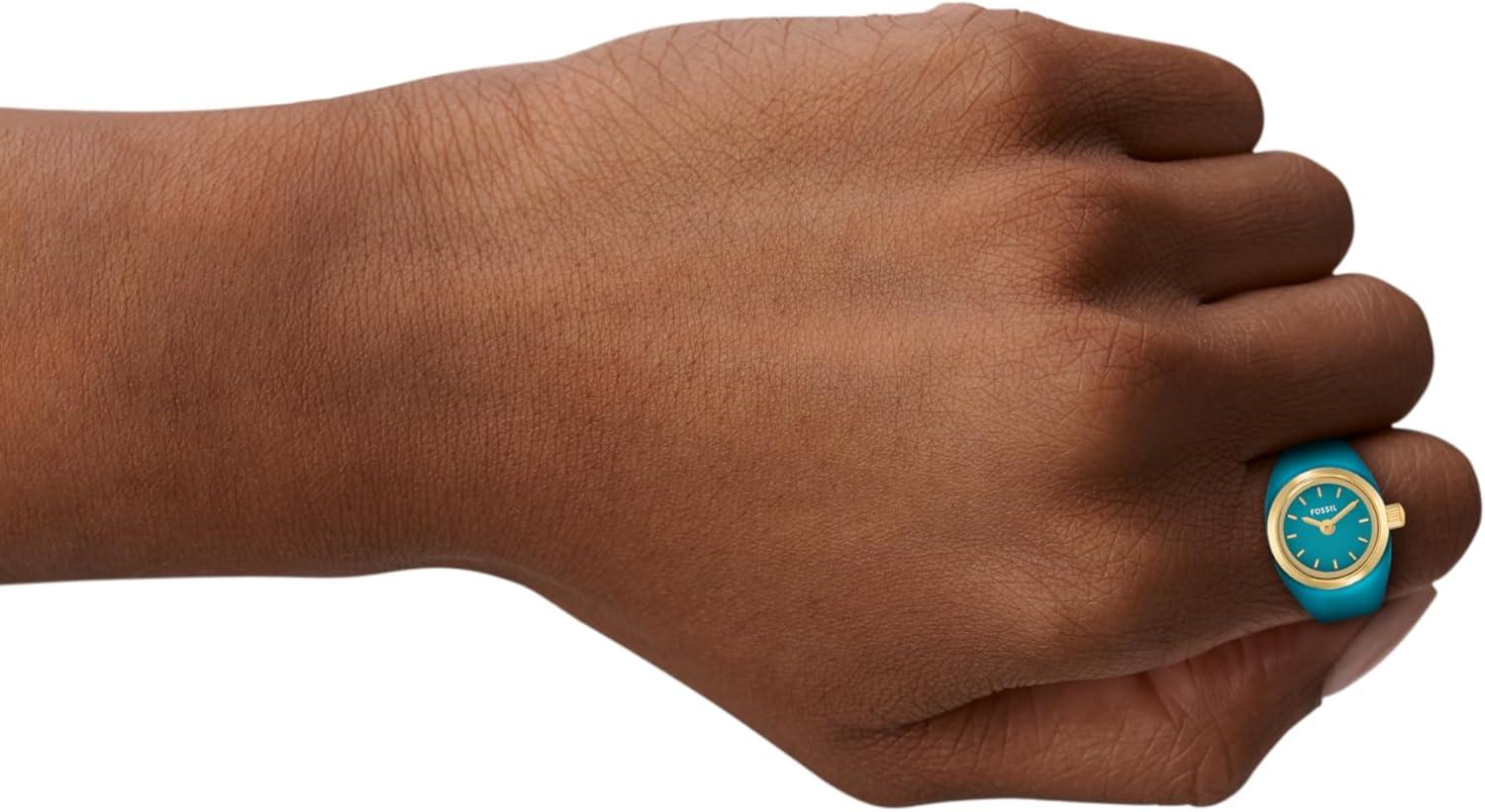 imageFossil Womens Quartz Stainless Steel TwoHand Watch RingGoldBlue