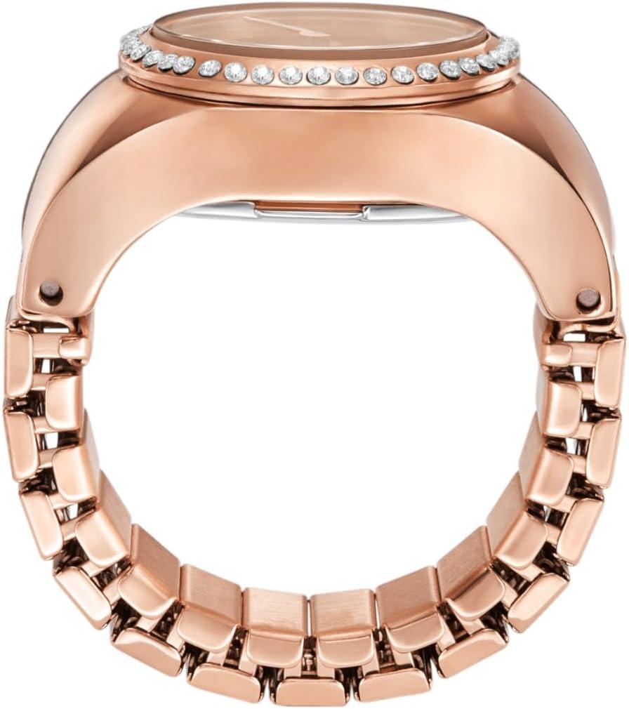 imageFossil Womens Quartz Stainless Steel TwoHand Watch RingRose Gold Glitz