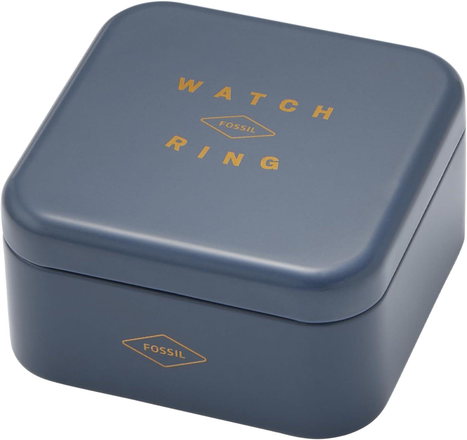 imageFossil Womens Quartz Stainless Steel TwoHand Watch RingSilver Glitz