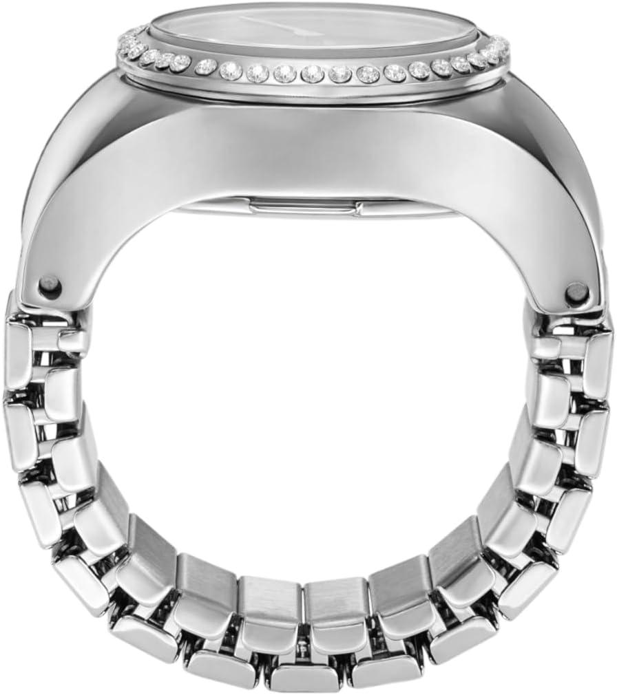 imageFossil Womens Quartz Stainless Steel TwoHand Watch RingSilver Glitz