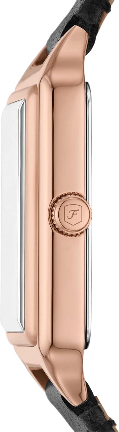 imageFossil Womens Raquel Quartz Stainless Steel ThreeHand WatchBlack LeatherRose Gold