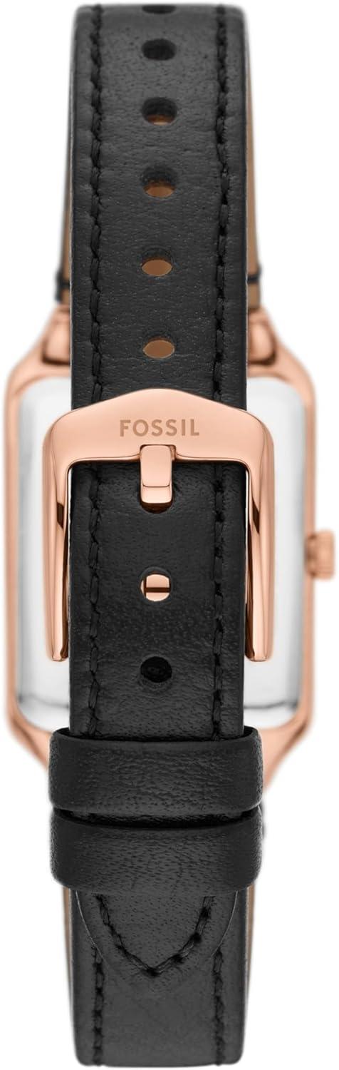 imageFossil Womens Raquel Quartz Stainless Steel ThreeHand WatchBlack LeatherRose Gold