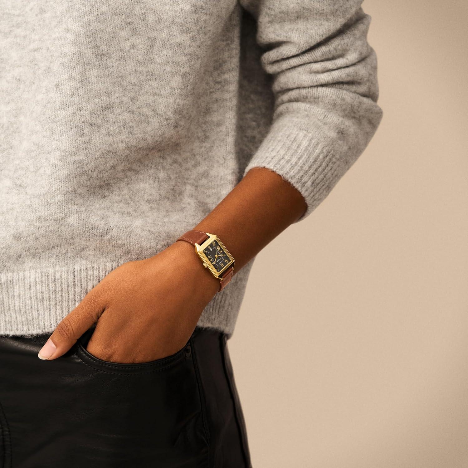 imageFossil Womens Raquel Quartz Stainless Steel ThreeHand WatchBrown LeatherGoldGray