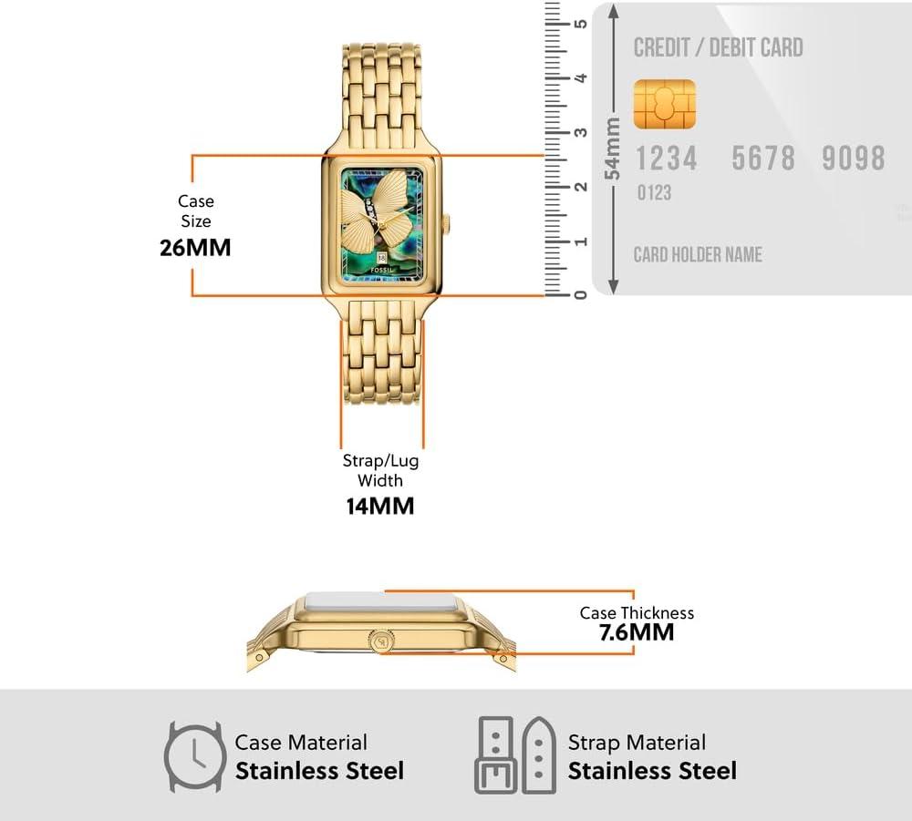 imageFossil Womens Raquel Quartz Stainless Steel ThreeHand WatchGold Butterfly