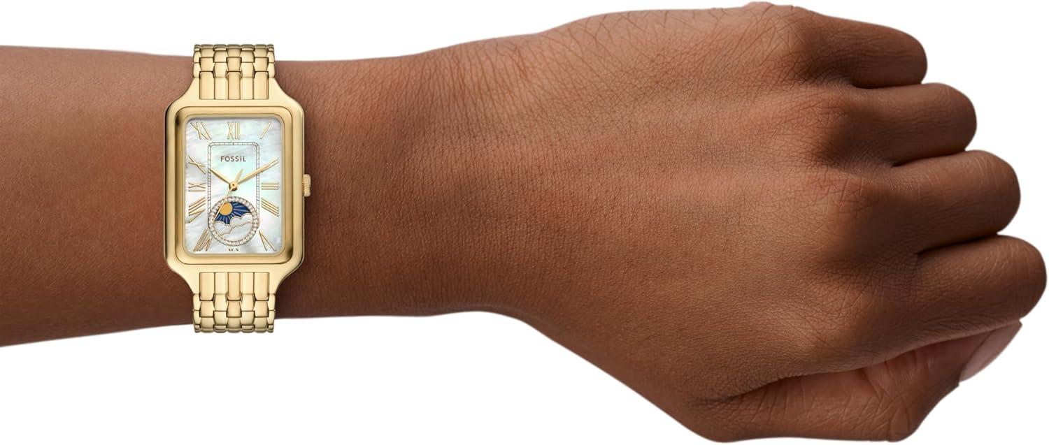 imageFossil Womens Raquel Quartz Stainless Steel ThreeHand WatchGold Moonphase