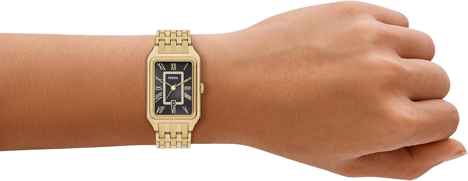 imageFossil Womens Raquel Quartz Stainless Steel ThreeHand WatchGoldBlack
