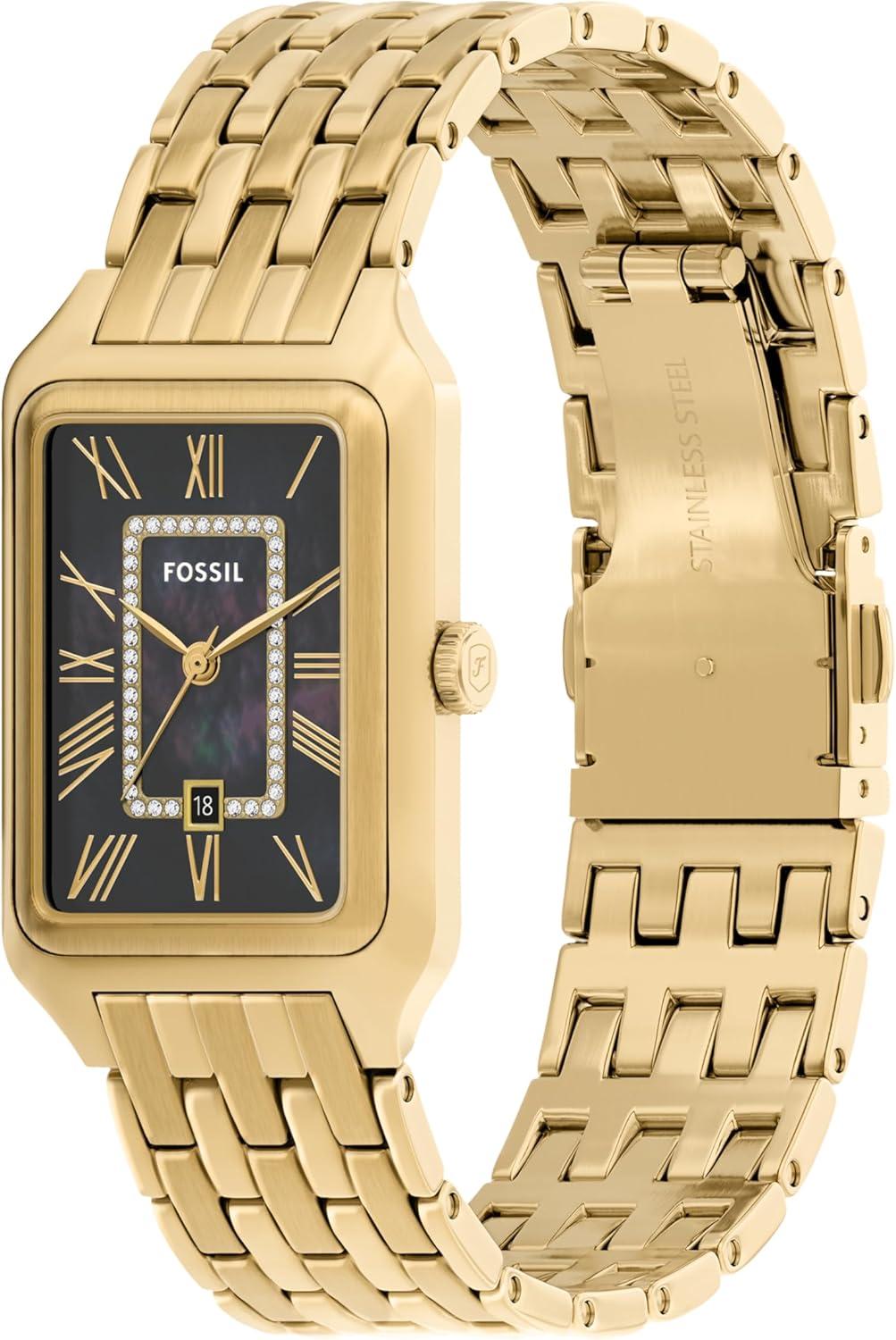 imageFossil Womens Raquel Quartz Stainless Steel ThreeHand WatchGoldBlack