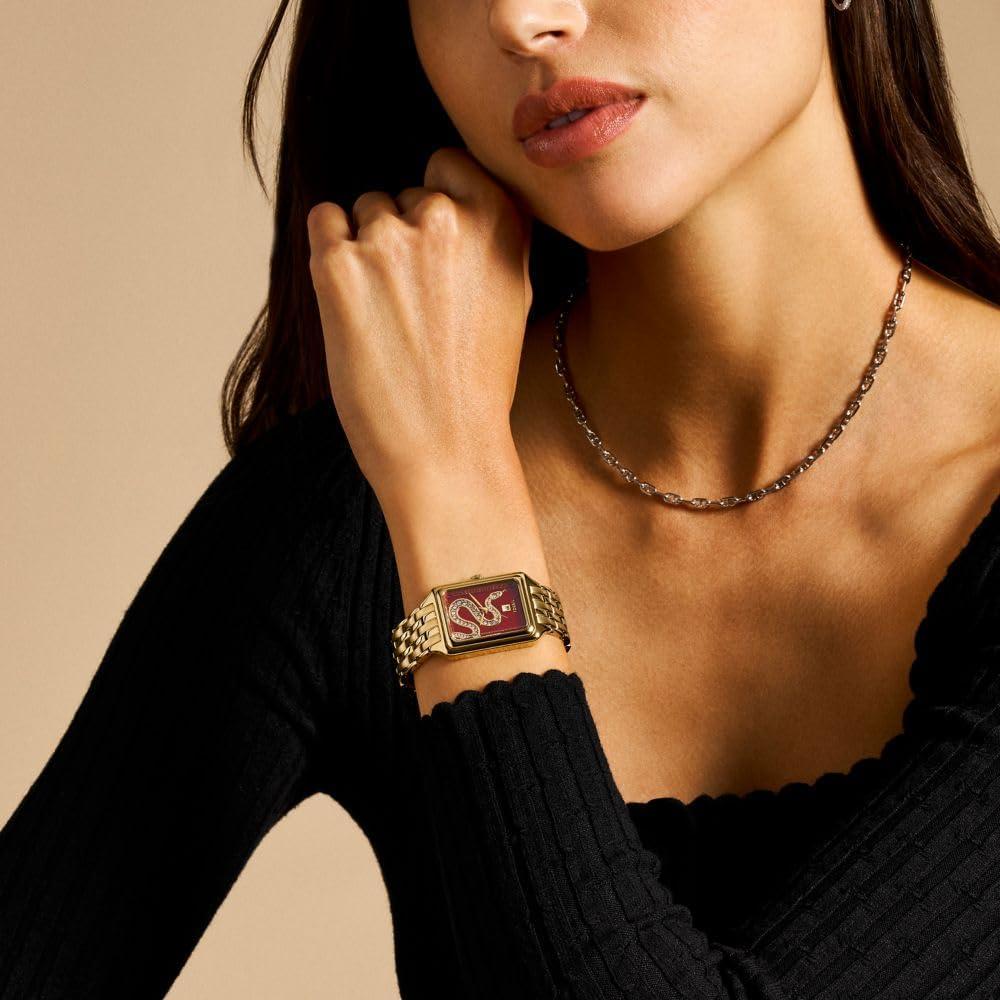 imageFossil Womens Raquel Quartz Stainless Steel ThreeHand WatchGoldRed Snake
