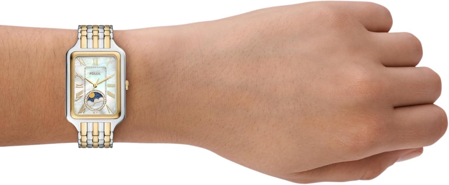 imageFossil Womens Raquel Quartz Stainless Steel ThreeHand WatchGoldSilver Moonphase