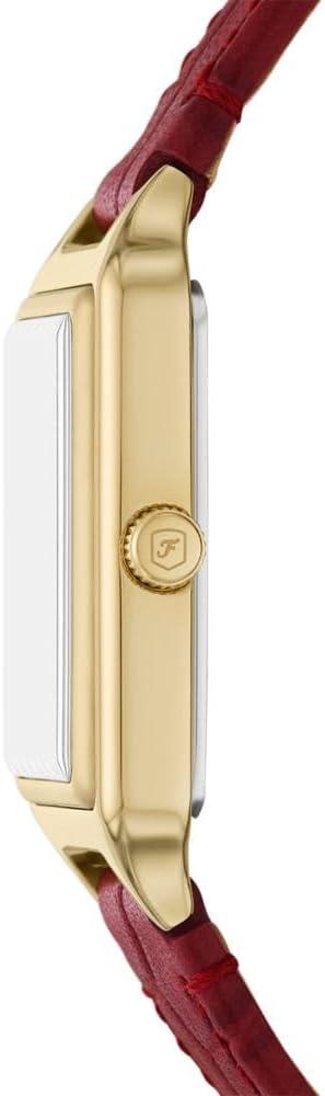 imageFossil Womens Raquel Quartz Stainless Steel ThreeHand WatchRed LeatherGold