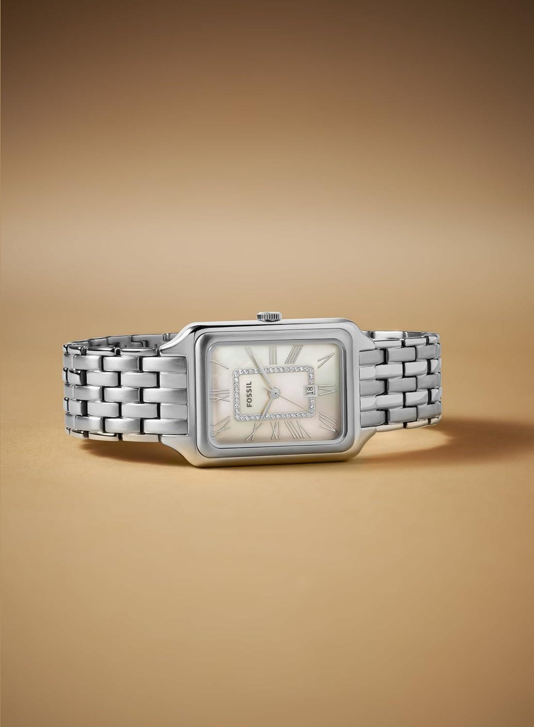 imageFossil Womens Raquel Quartz Stainless Steel ThreeHand WatchSilverMother of Pearl