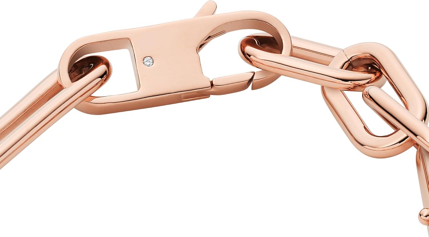 imageFossil Womens Rose GoldTone Stainless Steel Chain or Beaded Bracelet for WomenHeritage Rose Gold DLink