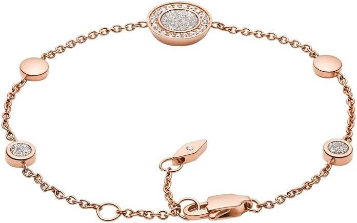 imageFossil Womens Rose GoldTone Stainless Steel Chain or Beaded Bracelet for WomenRose Gold Glitz Disc