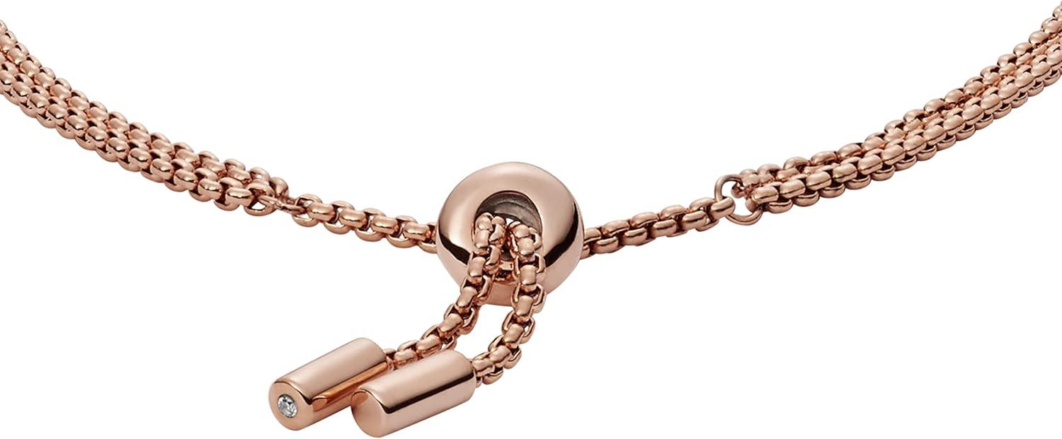 imageFossil Womens Rose GoldTone Stainless Steel Chain or Beaded Bracelet for WomenRose Gold Gray Mother of Pearl
