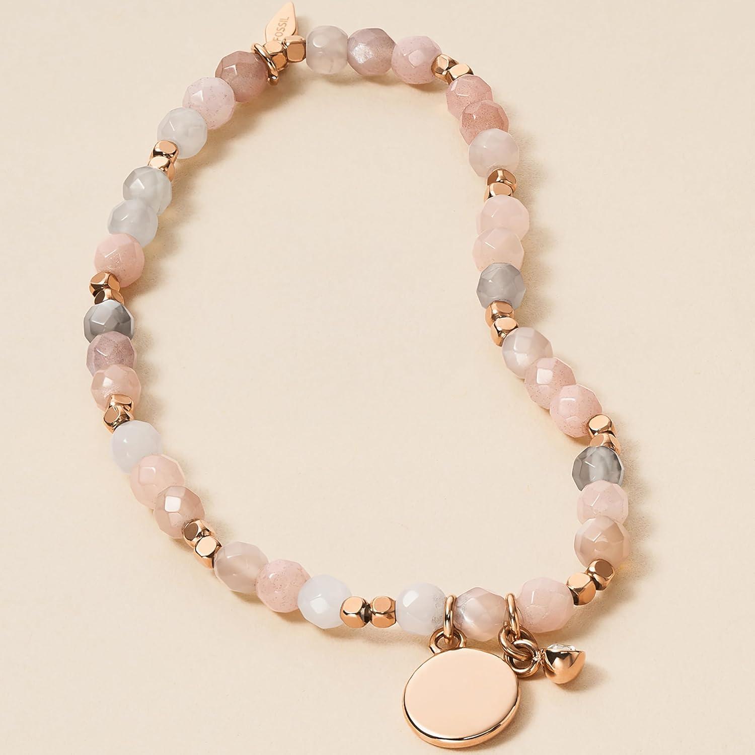 imageFossil Womens Rose GoldTone Stainless Steel Chain or Beaded Bracelet for WomenRose Gold Moonstone