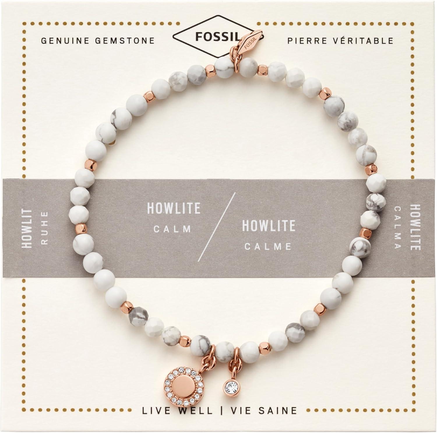 imageFossil Womens Rose GoldTone Stainless Steel Chain or Beaded Bracelet for WomenRose Gold White Bead