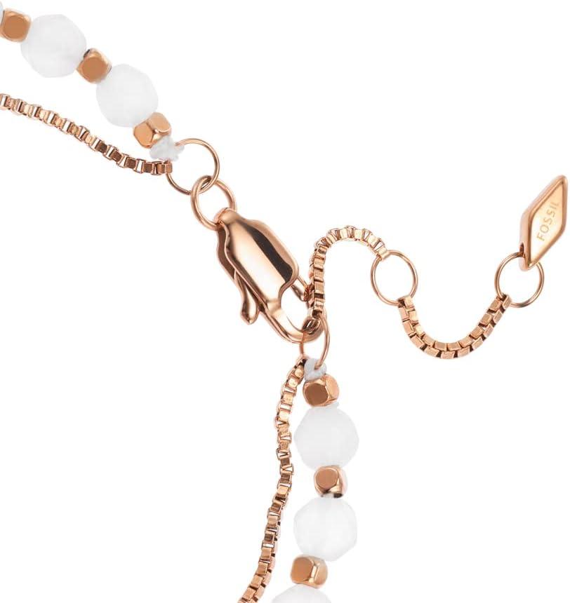 imageFossil Womens Rose GoldTone Stainless Steel Chain or Beaded Bracelet for WomenRose GoldRose Quartz