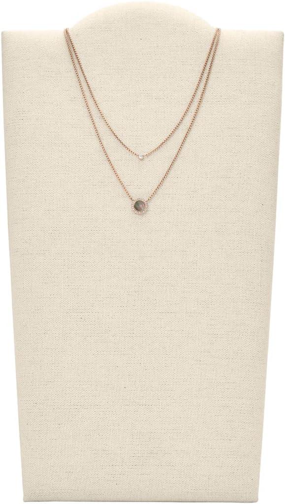imageFossil Womens Rose GoldTone Stainless Steel Pendant Chain Necklace for WomenRose Gold Gray Mother of Pearl