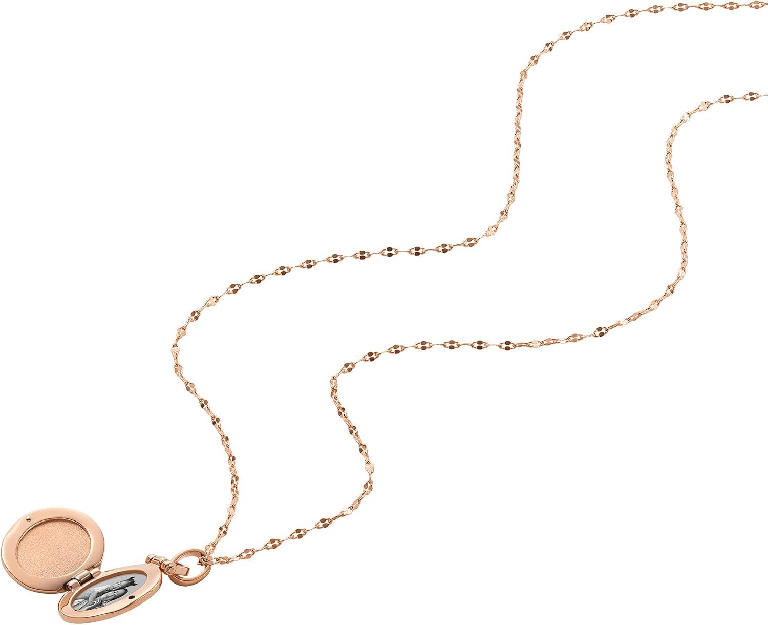 imageFossil Womens Rose GoldTone Stainless Steel Pendant Chain Necklace for WomenRose Gold Locket
