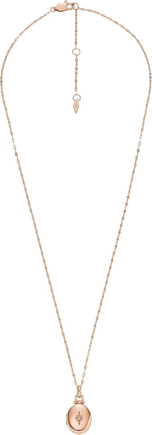 imageFossil Womens Rose GoldTone Stainless Steel Pendant Chain Necklace for WomenRose Gold Locket