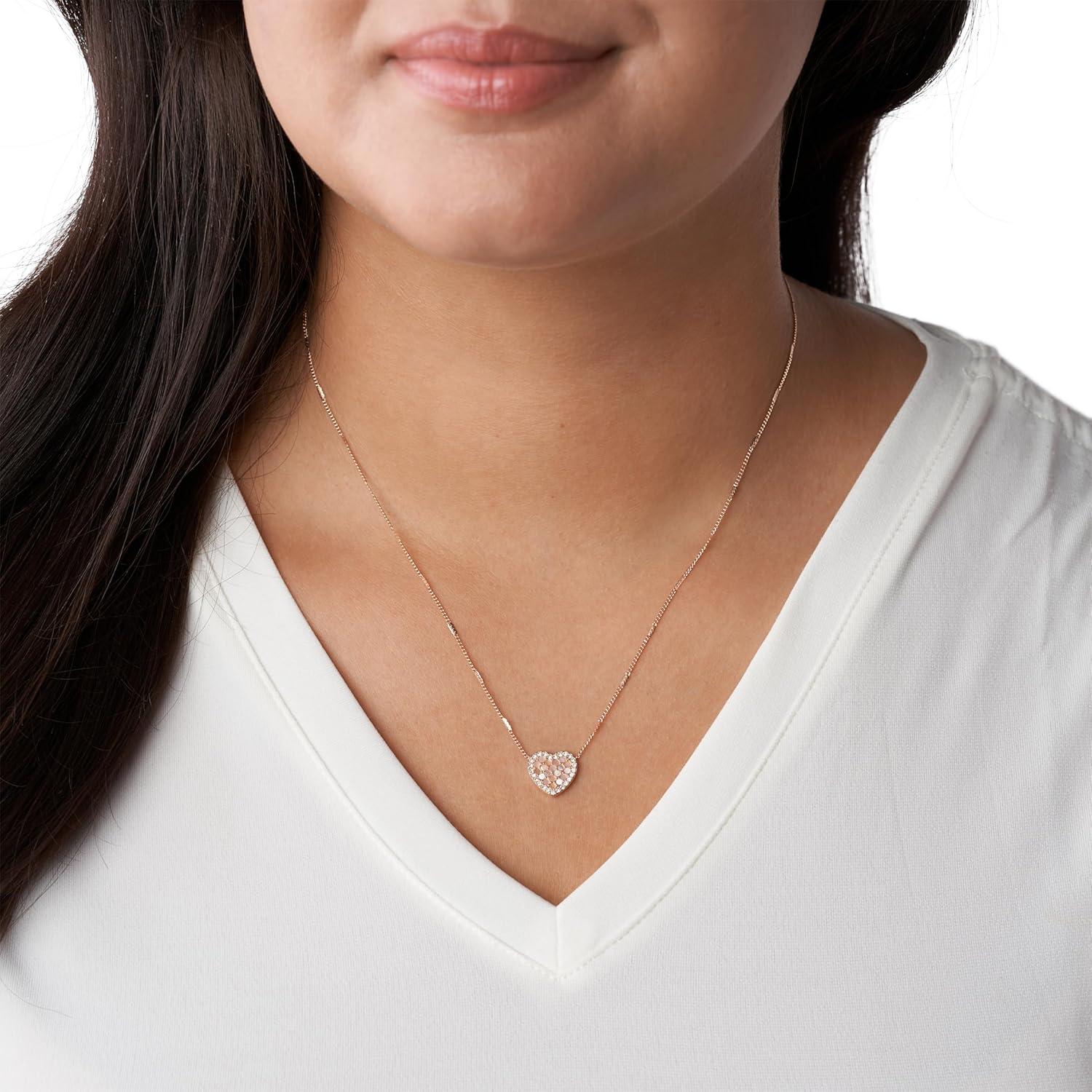 imageFossil Womens Rose GoldTone Stainless Steel Pendant Chain Necklace for WomenRose Gold Mosaic Heart