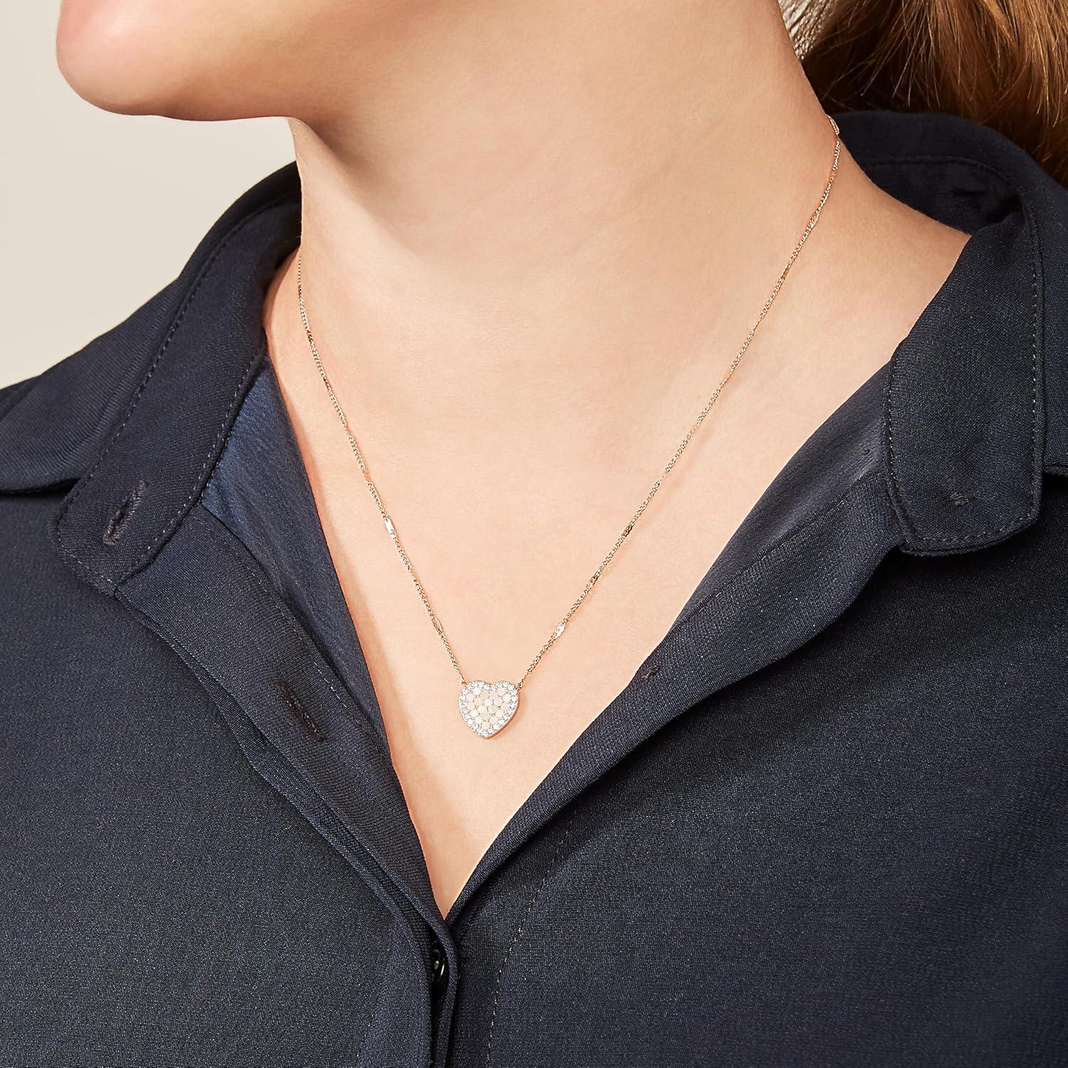 imageFossil Womens Rose GoldTone Stainless Steel Pendant Chain Necklace for WomenRose Gold Mosaic Heart