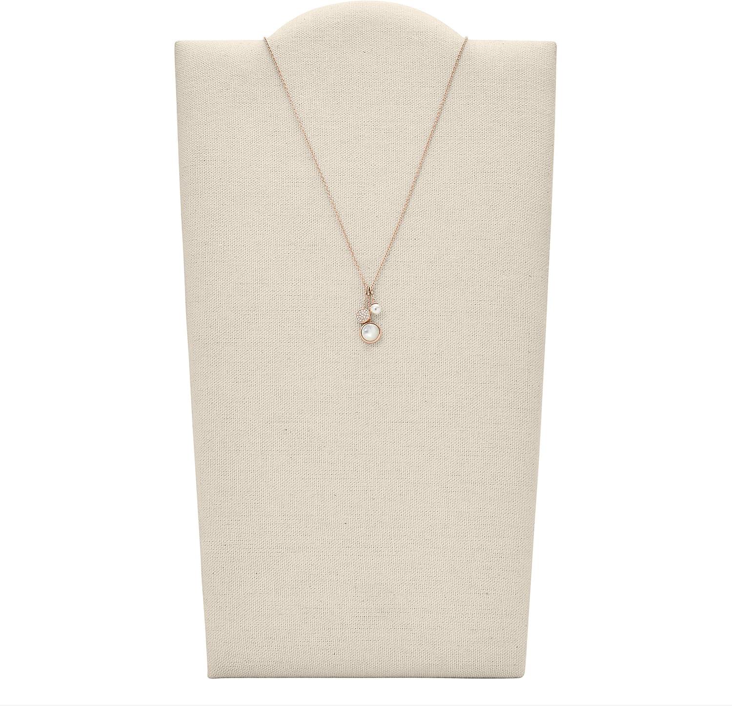 imageFossil Womens Rose GoldTone Stainless Steel Pendant Chain Necklace for WomenRose Gold Pearl Trio