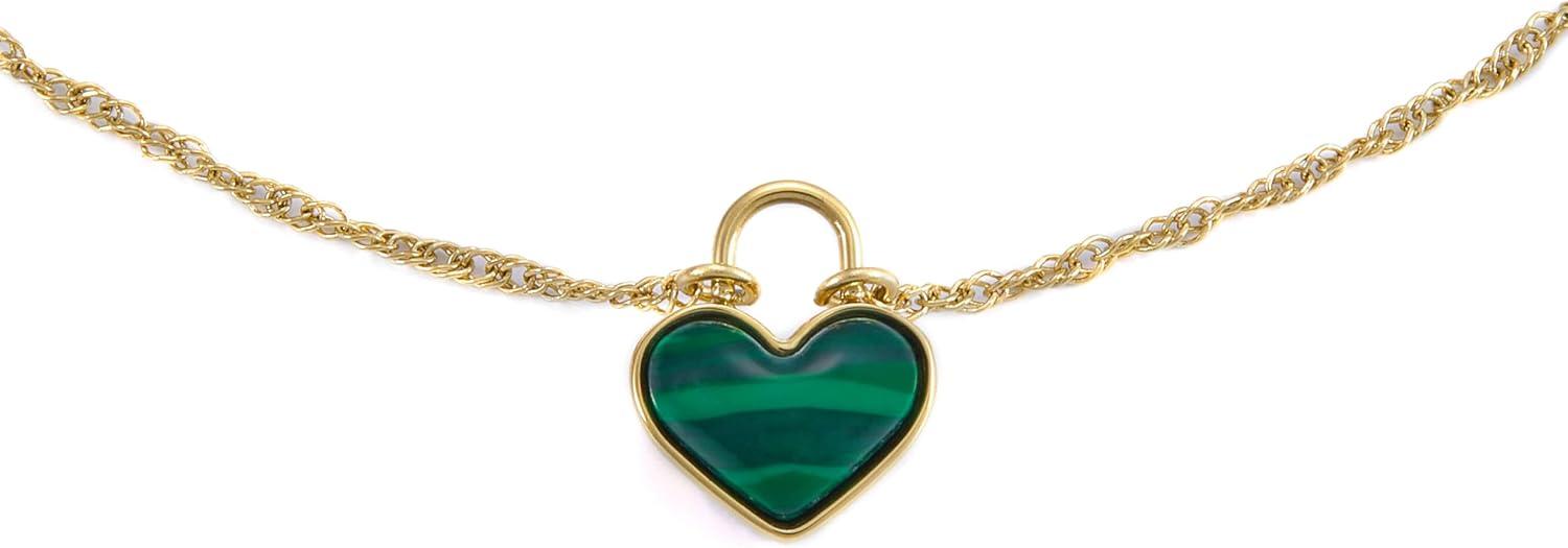 imageFossil Womens Stainless Steel Chain BraceletGoldGreen Heart