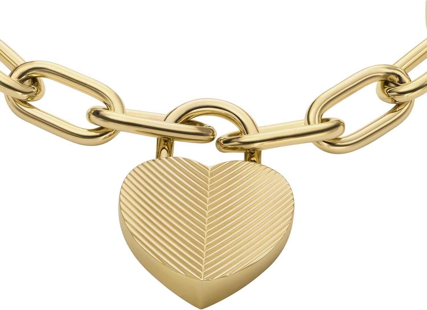 imageFossil Womens Stainless Steel Chain BraceletHarlow Gold Heart Chain