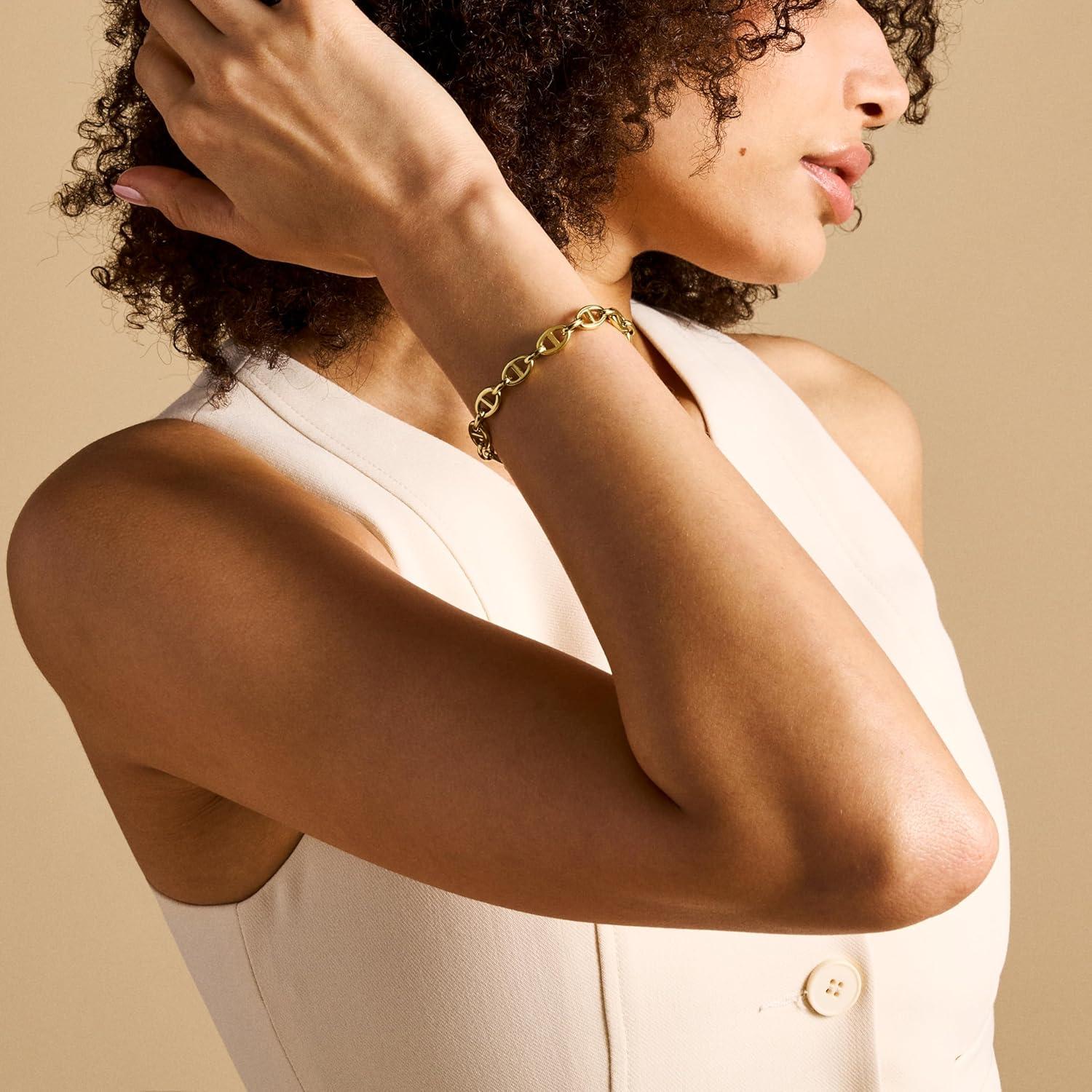 imageFossil Womens Stainless Steel Chain BraceletHeritage DLink Toggle