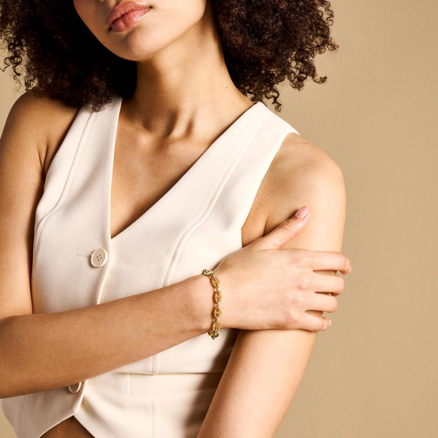 imageFossil Womens Stainless Steel Chain BraceletHeritage DLink Toggle