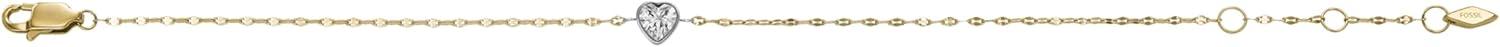 imageFossil Womens Stainless Steel Chain BraceletSadie TwoTone Station Heart