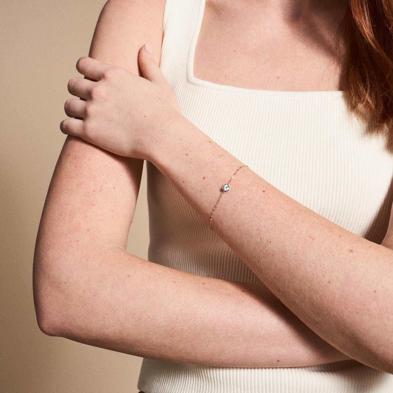 imageFossil Womens Stainless Steel Chain BraceletSadie TwoTone Station Heart