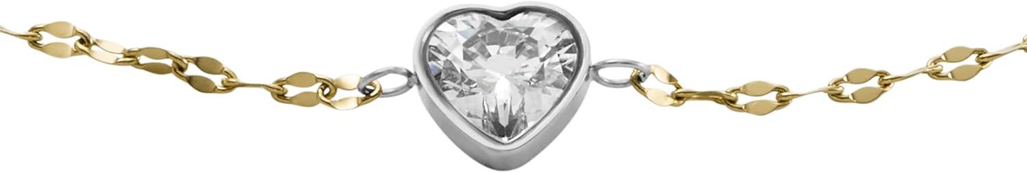 imageFossil Womens Stainless Steel Chain BraceletSadie TwoTone Station Heart