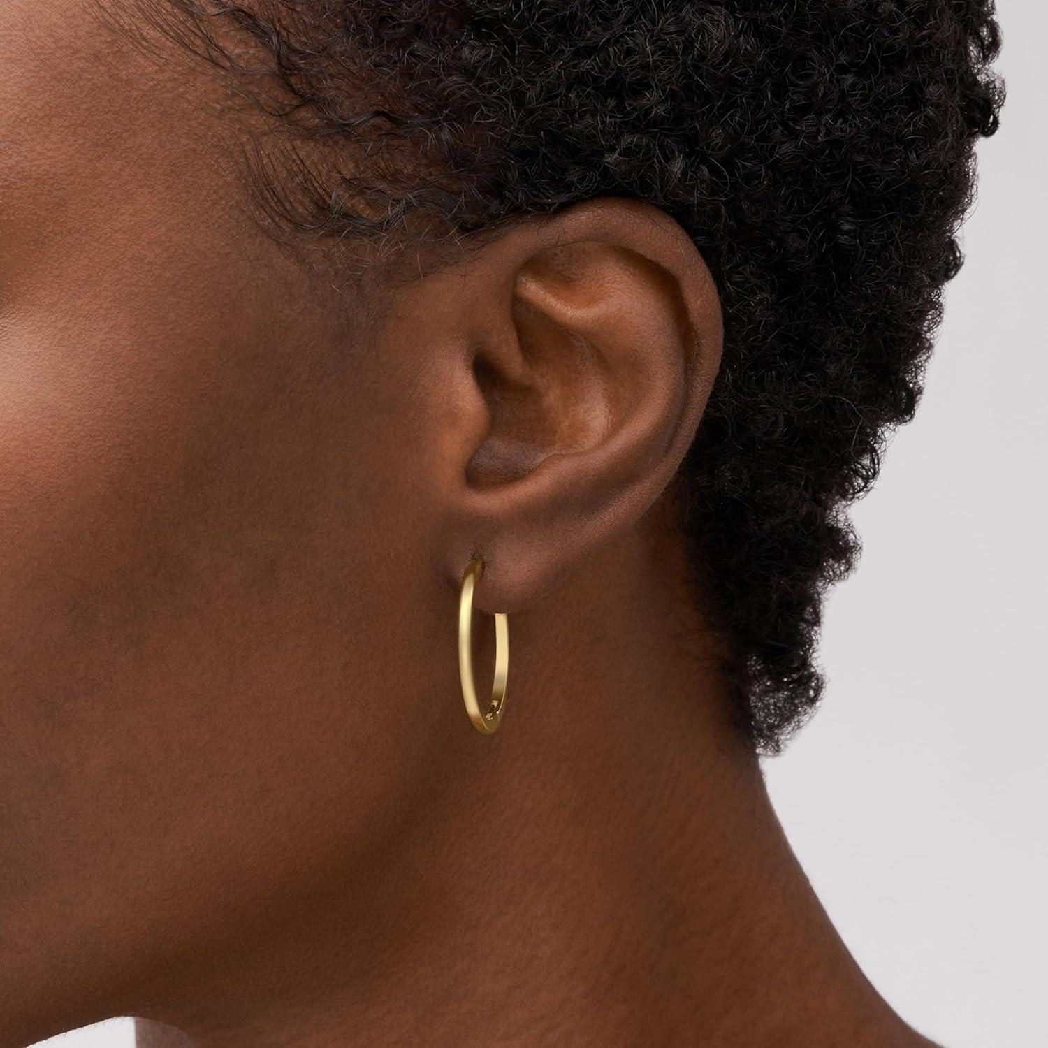 imageFossil Womens Stainless Steel DangleDrop or Hoop Earrings for WomenGold 25mm Hoop