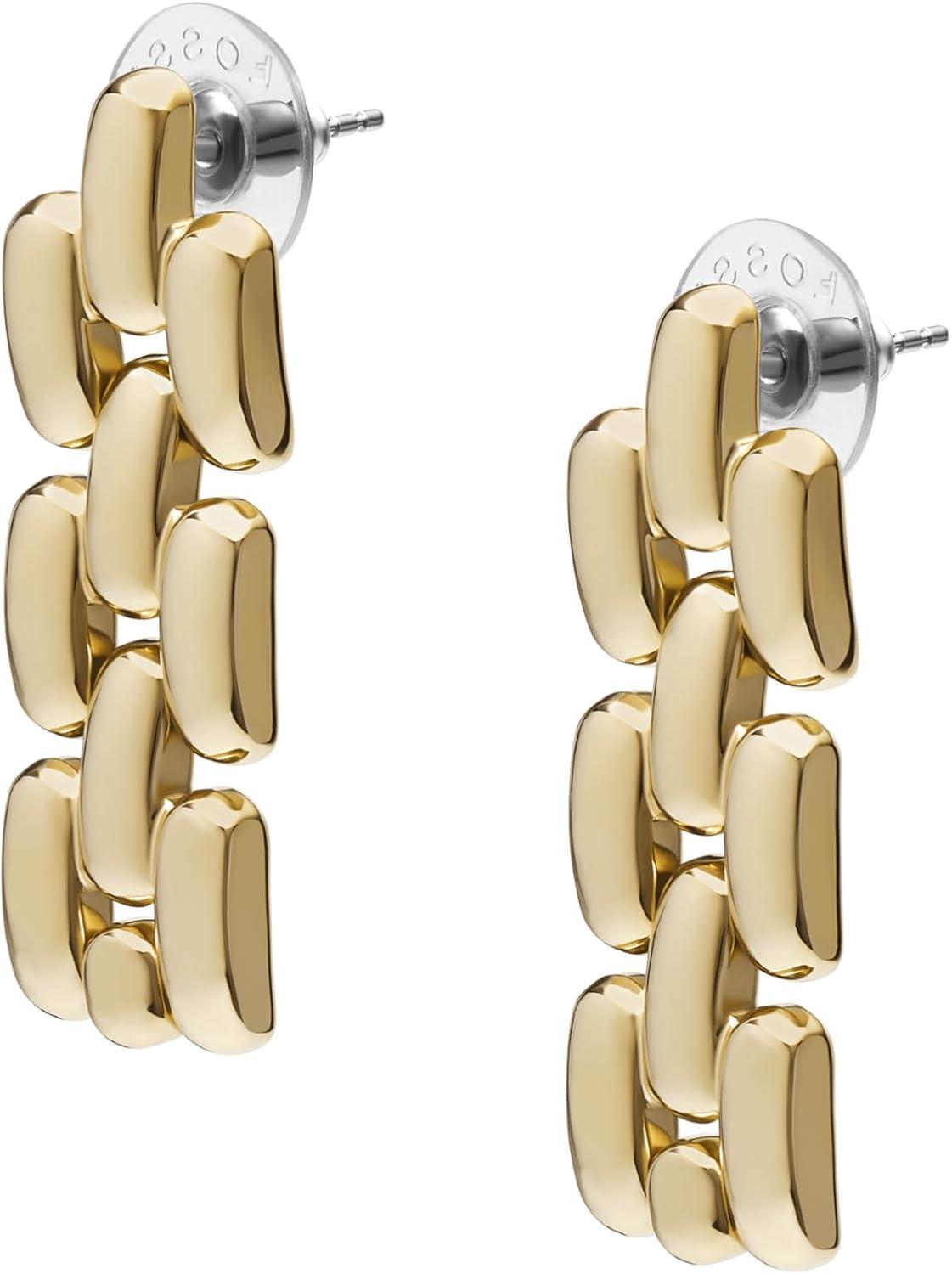 imageFossil Womens Stainless Steel DangleDrop or Hoop Earrings for WomenGold Arden Dangle
